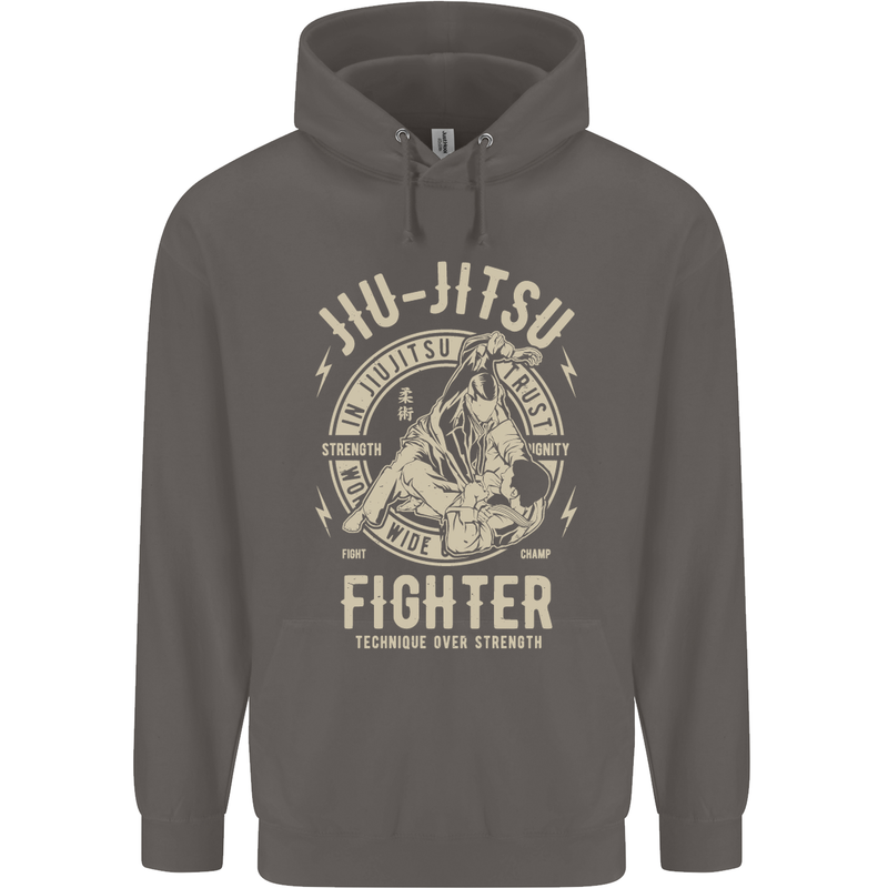 Jiu Jitsu Fighter Mixed Martial Arts MMA Mens 80% Cotton Hoodie Charcoal