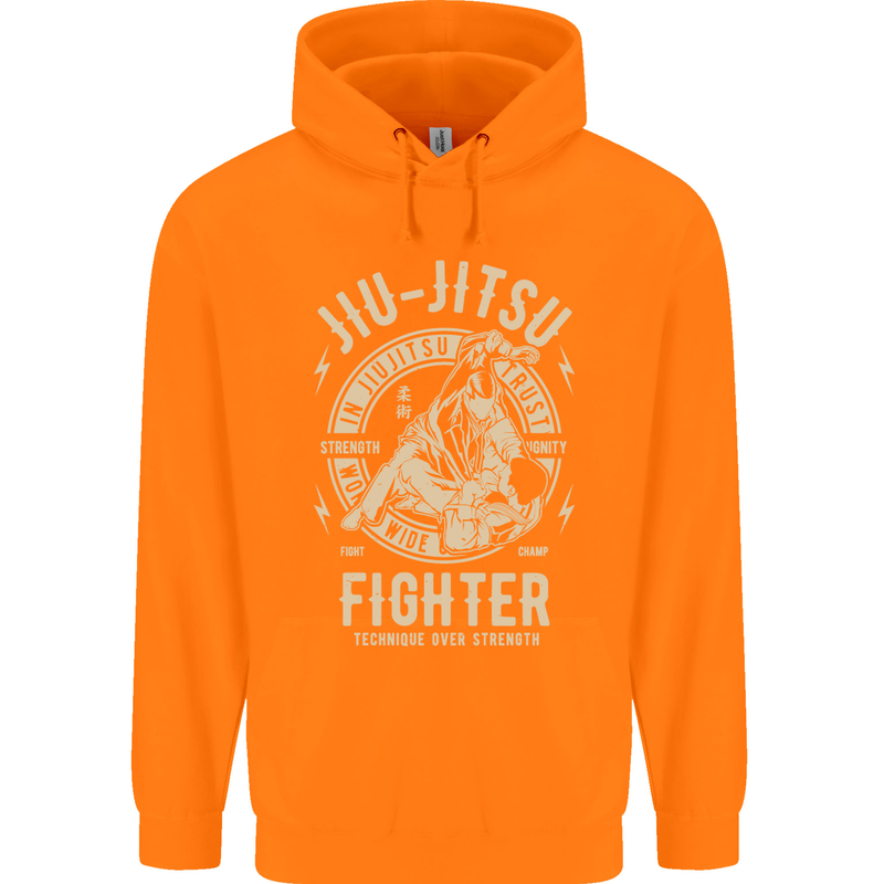 Jiu Jitsu Fighter Mixed Martial Arts MMA Mens 80% Cotton Hoodie Orange