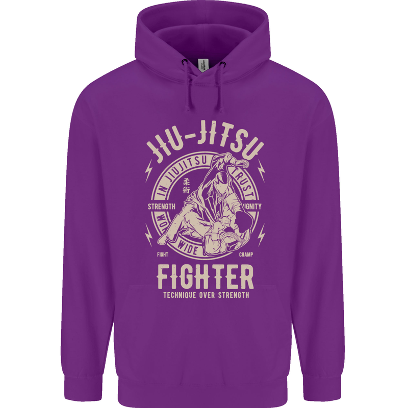 Jiu Jitsu Fighter Mixed Martial Arts MMA Mens 80% Cotton Hoodie Purple