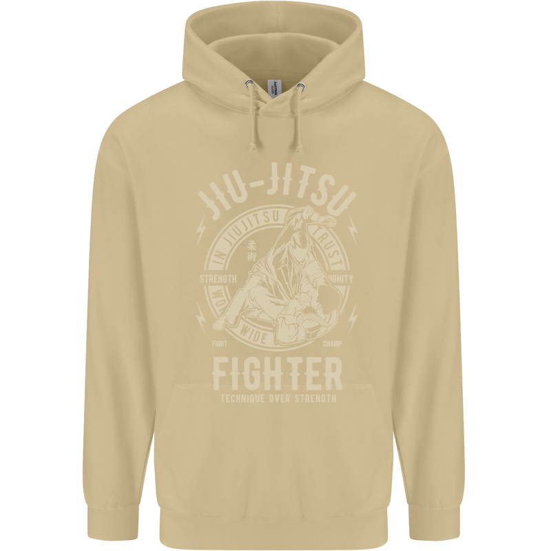 Jiu Jitsu Fighter Mixed Martial Arts MMA Mens 80% Cotton Hoodie Sand