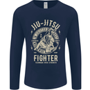 Jiu Jitsu Fighter Mixed Martial Arts MMA Mens Long Sleeve T-Shirt Navy Blue