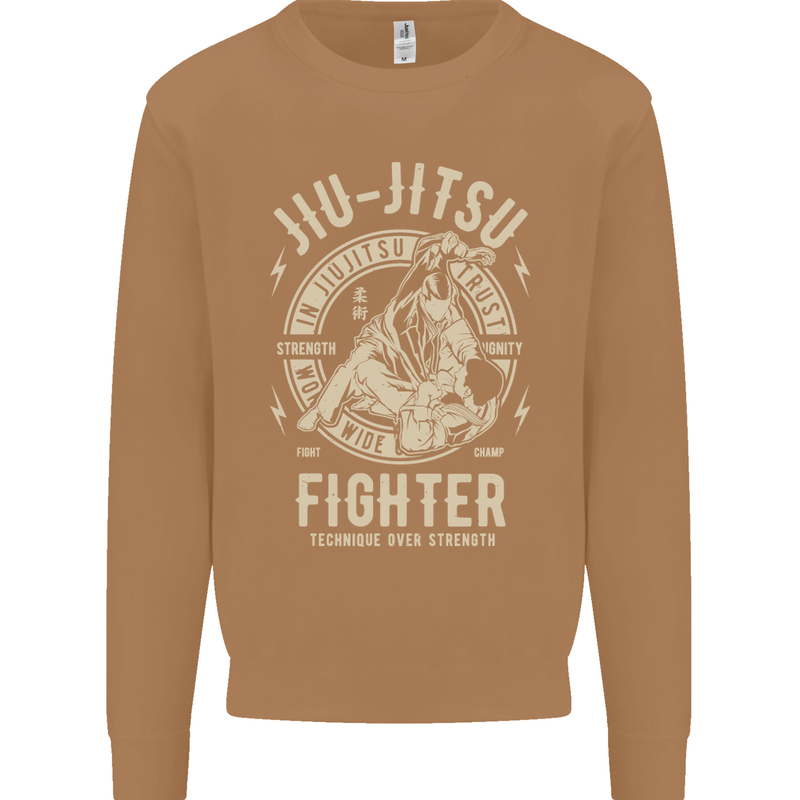Jiu Jitsu Fighter Mixed Martial Arts MMA Mens Sweatshirt Jumper Caramel Latte
