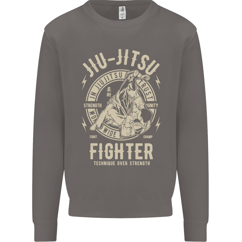 Jiu Jitsu Fighter Mixed Martial Arts MMA Mens Sweatshirt Jumper Charcoal