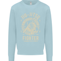 Jiu Jitsu Fighter Mixed Martial Arts MMA Mens Sweatshirt Jumper Light Blue