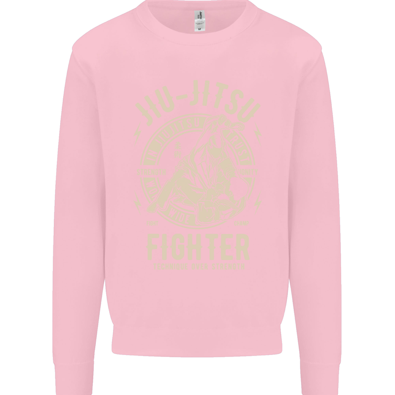 Jiu Jitsu Fighter Mixed Martial Arts MMA Mens Sweatshirt Jumper Light Pink