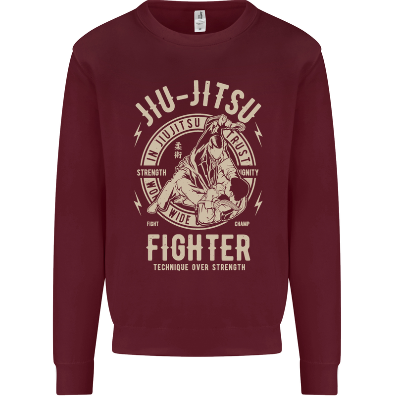 Jiu Jitsu Fighter Mixed Martial Arts MMA Mens Sweatshirt Jumper Maroon