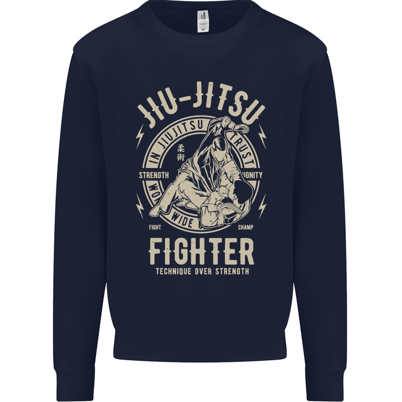 Jiu Jitsu Fighter Mixed Martial Arts MMA Mens Sweatshirt Jumper Navy Blue