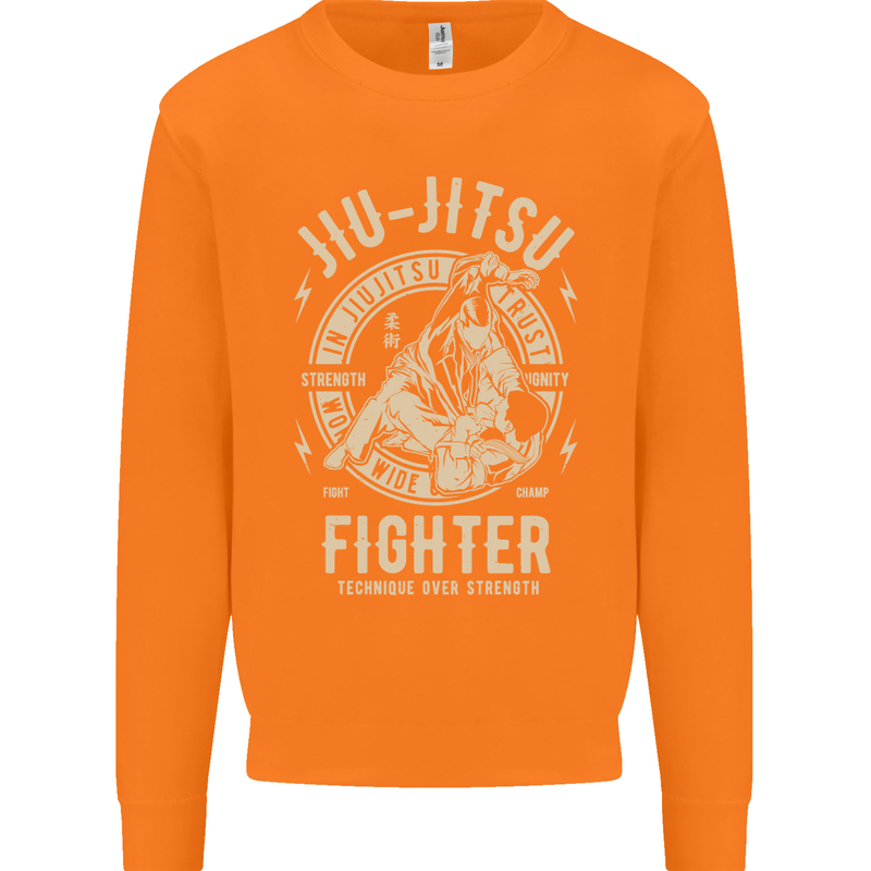 Jiu Jitsu Fighter Mixed Martial Arts MMA Mens Sweatshirt Jumper Orange