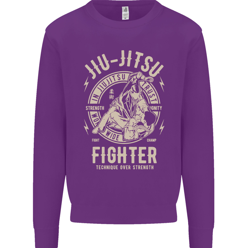 Jiu Jitsu Fighter Mixed Martial Arts MMA Mens Sweatshirt Jumper Purple