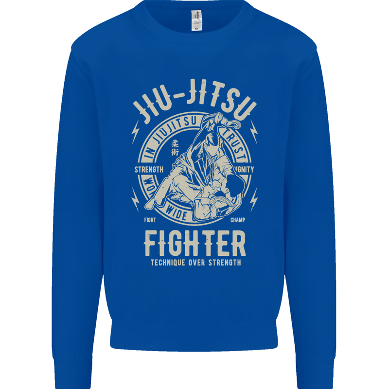 Jiu Jitsu Fighter Mixed Martial Arts MMA Mens Sweatshirt Jumper Royal Blue