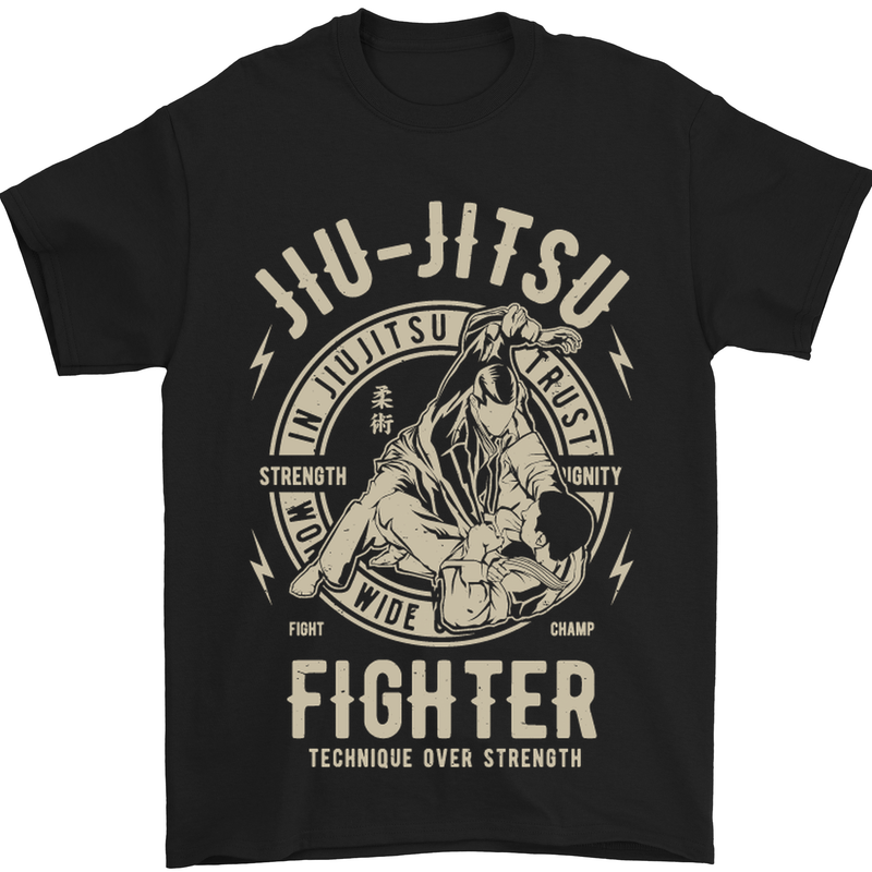 Jiu Jitsu Fighter Mixed Martial Arts MMA Mens T-Shirt Cotton Gildan Black