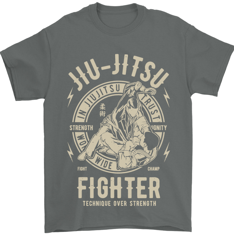 Jiu Jitsu Fighter Mixed Martial Arts MMA Mens T-Shirt Cotton Gildan Charcoal