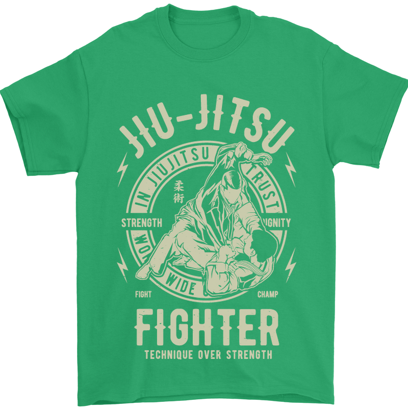 Jiu Jitsu Fighter Mixed Martial Arts MMA Mens T-Shirt Cotton Gildan Irish Green