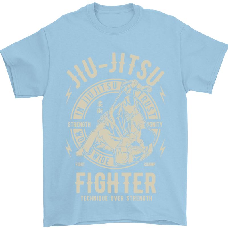 Jiu Jitsu Fighter Mixed Martial Arts MMA Mens T-Shirt Cotton Gildan Light Blue