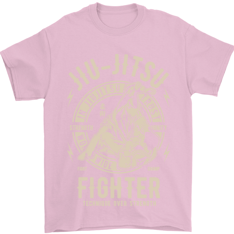 Jiu Jitsu Fighter Mixed Martial Arts MMA Mens T-Shirt Cotton Gildan Light Pink