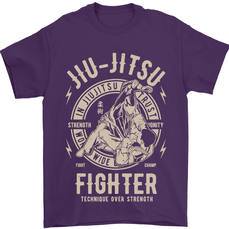 Jiu Jitsu Fighter Mixed Martial Arts MMA Mens T-Shirt Cotton Gildan Purple