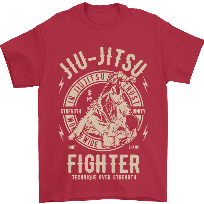 Jiu Jitsu Fighter Mixed Martial Arts MMA Mens T-Shirt Cotton Gildan Red