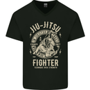Jiu Jitsu Fighter Mixed Martial Arts MMA Mens V-Neck Cotton T-Shirt Black