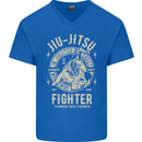 Jiu Jitsu Fighter Mixed Martial Arts MMA Mens V-Neck Cotton T-Shirt Royal Blue