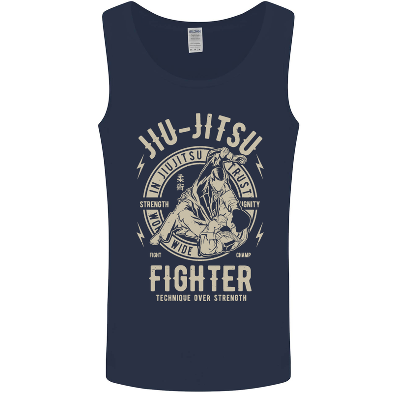 Jiu Jitsu Fighter Mixed Martial Arts MMA Mens Vest Tank Top Navy Blue