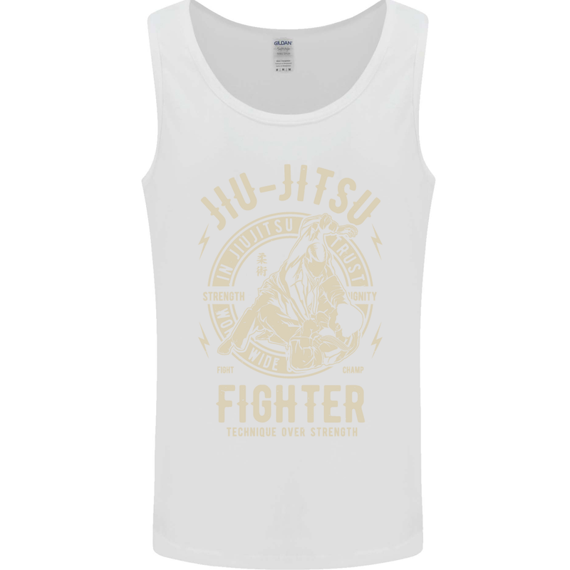 Jiu Jitsu Fighter Mixed Martial Arts MMA Mens Vest Tank Top White