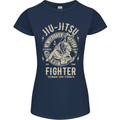 Jiu Jitsu Fighter Mixed Martial Arts MMA Womens Petite Cut T-Shirt Navy Blue
