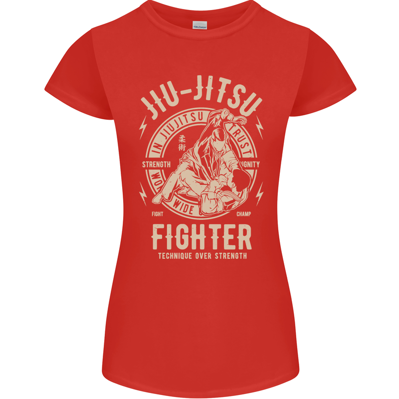 Jiu Jitsu Fighter Mixed Martial Arts MMA Womens Petite Cut T-Shirt Red