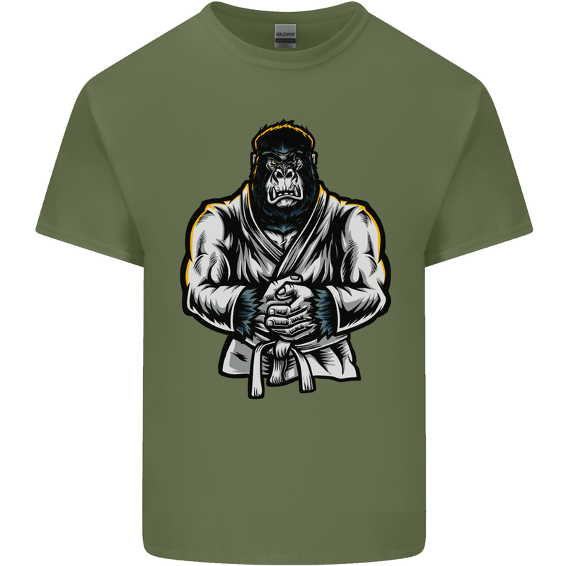 Jiu Jitsu Gorilla MMA Martial Arts Karate Mens Cotton T-Shirt Tee Top Military Green