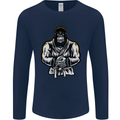 Jiu Jitsu Gorilla MMA Martial Arts Karate Mens Long Sleeve T-Shirt Navy Blue