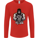 Jiu Jitsu Gorilla MMA Martial Arts Karate Mens Long Sleeve T-Shirt Red