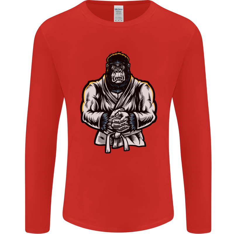 Jiu Jitsu Gorilla MMA Martial Arts Karate Mens Long Sleeve T-Shirt Red