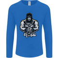 Jiu Jitsu Gorilla MMA Martial Arts Karate Mens Long Sleeve T-Shirt Royal Blue