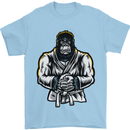 Jiu Jitsu Gorilla MMA Martial Arts Karate Mens T-Shirt Cotton Gildan Light Blue