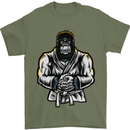 Jiu Jitsu Gorilla MMA Martial Arts Karate Mens T-Shirt Cotton Gildan Military Green