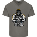 Jiu Jitsu Gorilla MMA Martial Arts Karate Mens V-Neck Cotton T-Shirt Charcoal