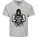 Jiu Jitsu Gorilla MMA Martial Arts Karate Mens V-Neck Cotton T-Shirt Sports Grey
