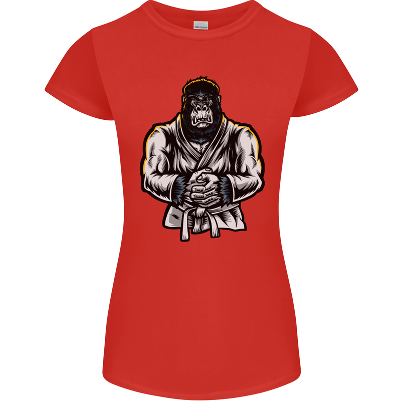 Jiu Jitsu Gorilla MMA Martial Arts Karate Womens Petite Cut T-Shirt Red