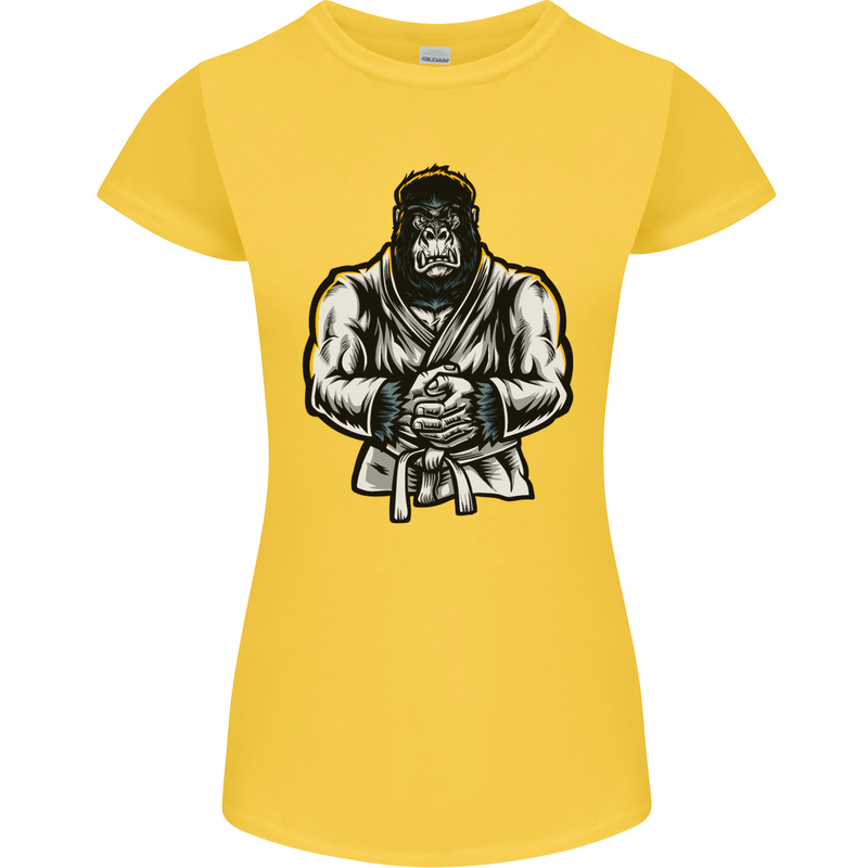 Jiu Jitsu Gorilla MMA Martial Arts Karate Womens Petite Cut T-Shirt Yellow