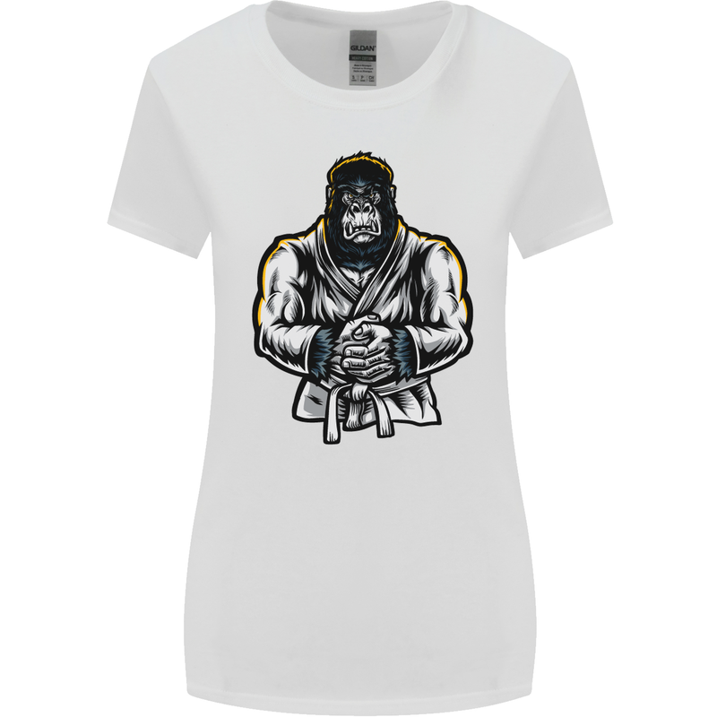 Jiu Jitsu Gorilla MMA Martial Arts Karate Womens Wider Cut T-Shirt White