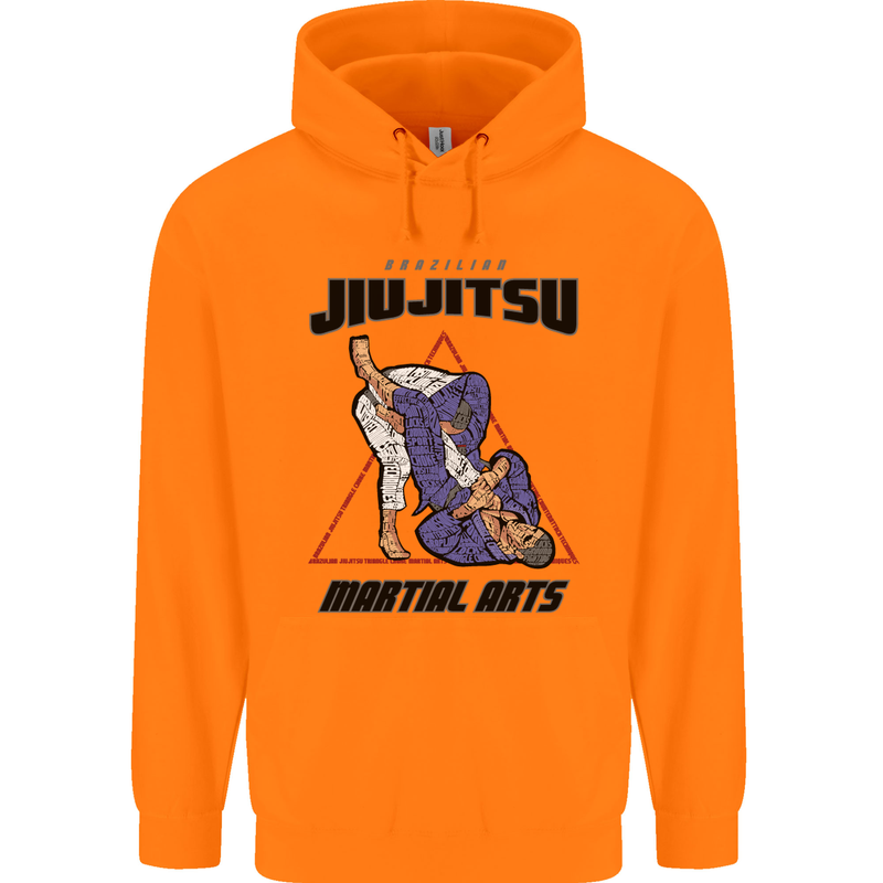 Jiu jitsu Word Cloud MMA Mixed Martial Arts Mens 80% Cotton Hoodie Orange