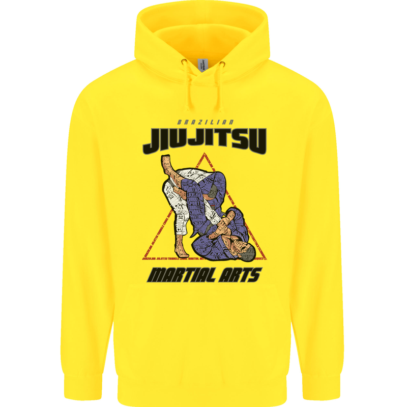 Jiu jitsu Word Cloud MMA Mixed Martial Arts Mens 80% Cotton Hoodie Yellow