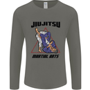 Jiu jitsu Word Cloud MMA Mixed Martial Arts Mens Long Sleeve T-Shirt Charcoal