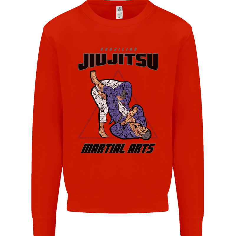 Jiu jitsu Word Cloud MMA Mixed Martial Arts Mens Sweatshirt Jumper Bright Red