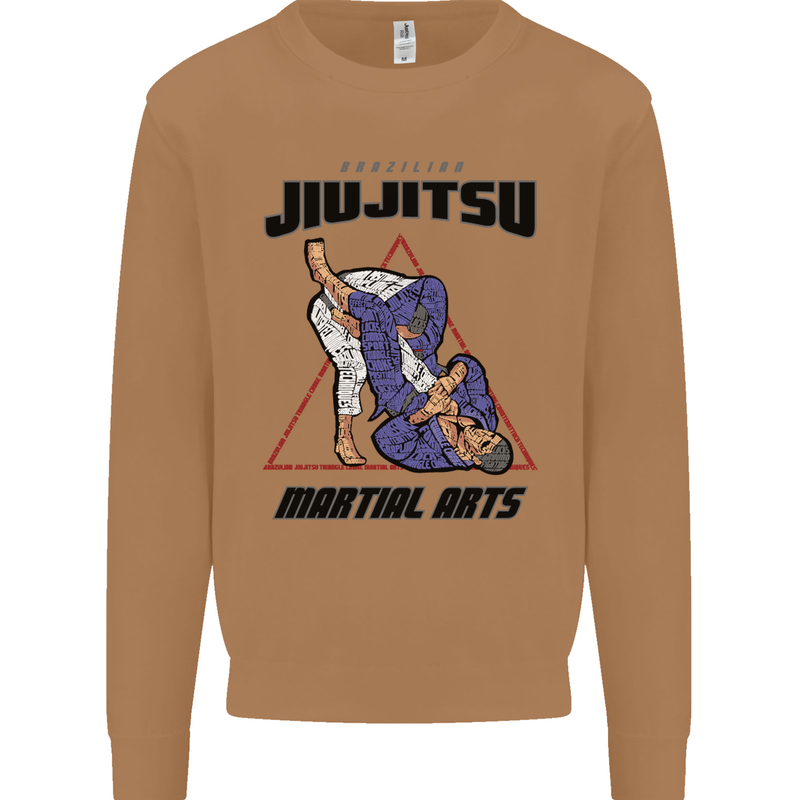 Jiu jitsu Word Cloud MMA Mixed Martial Arts Mens Sweatshirt Jumper Caramel Latte