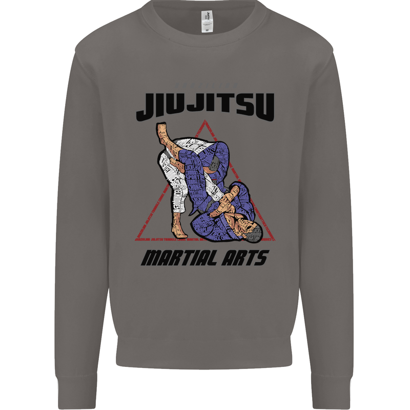 Jiu jitsu Word Cloud MMA Mixed Martial Arts Mens Sweatshirt Jumper Charcoal