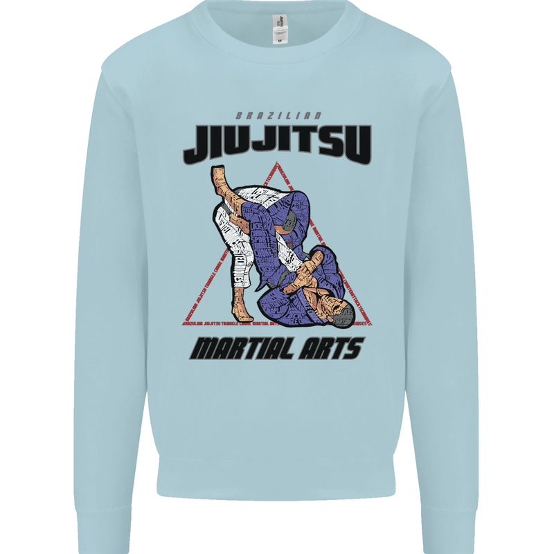 Jiu jitsu Word Cloud MMA Mixed Martial Arts Mens Sweatshirt Jumper Light Blue