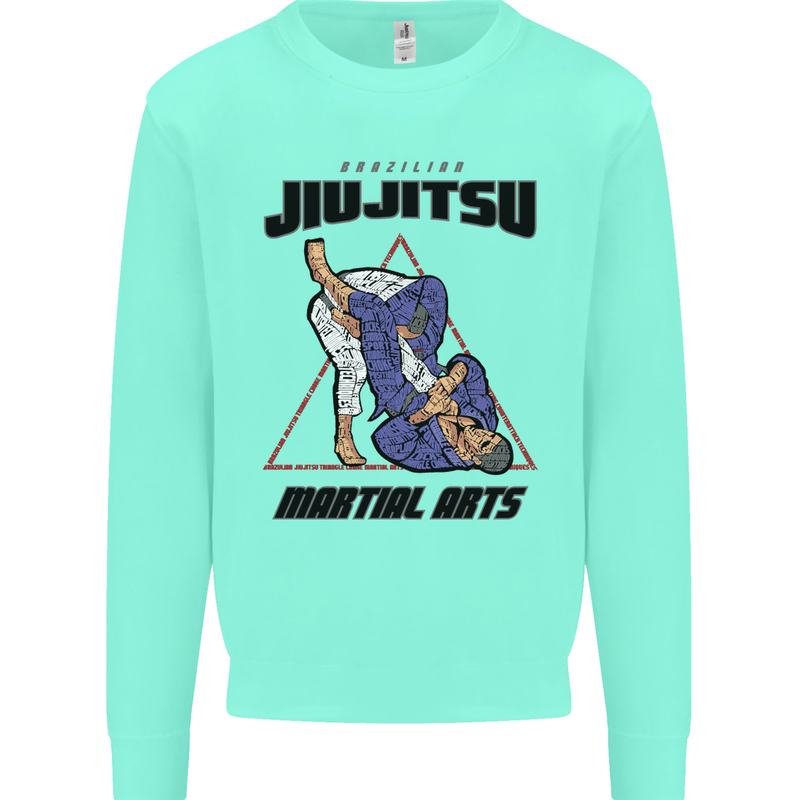 Jiu jitsu Word Cloud MMA Mixed Martial Arts Mens Sweatshirt Jumper Peppermint