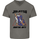 Jiu jitsu Word Cloud MMA Mixed Martial Arts Mens V-Neck Cotton T-Shirt Charcoal