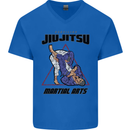 Jiu jitsu Word Cloud MMA Mixed Martial Arts Mens V-Neck Cotton T-Shirt Royal Blue