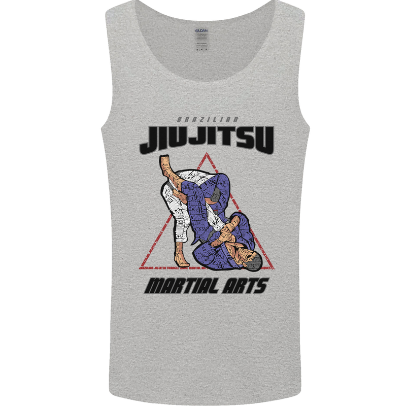Jiu jitsu Word Cloud MMA Mixed Martial Arts Mens Vest Tank Top Sports Grey